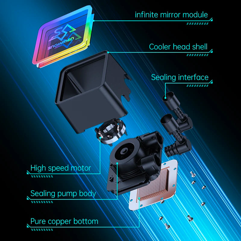 cooler RGB  Copper &amp; Aluminum Liquid Cooling Containern   800-1800 10%RPM
