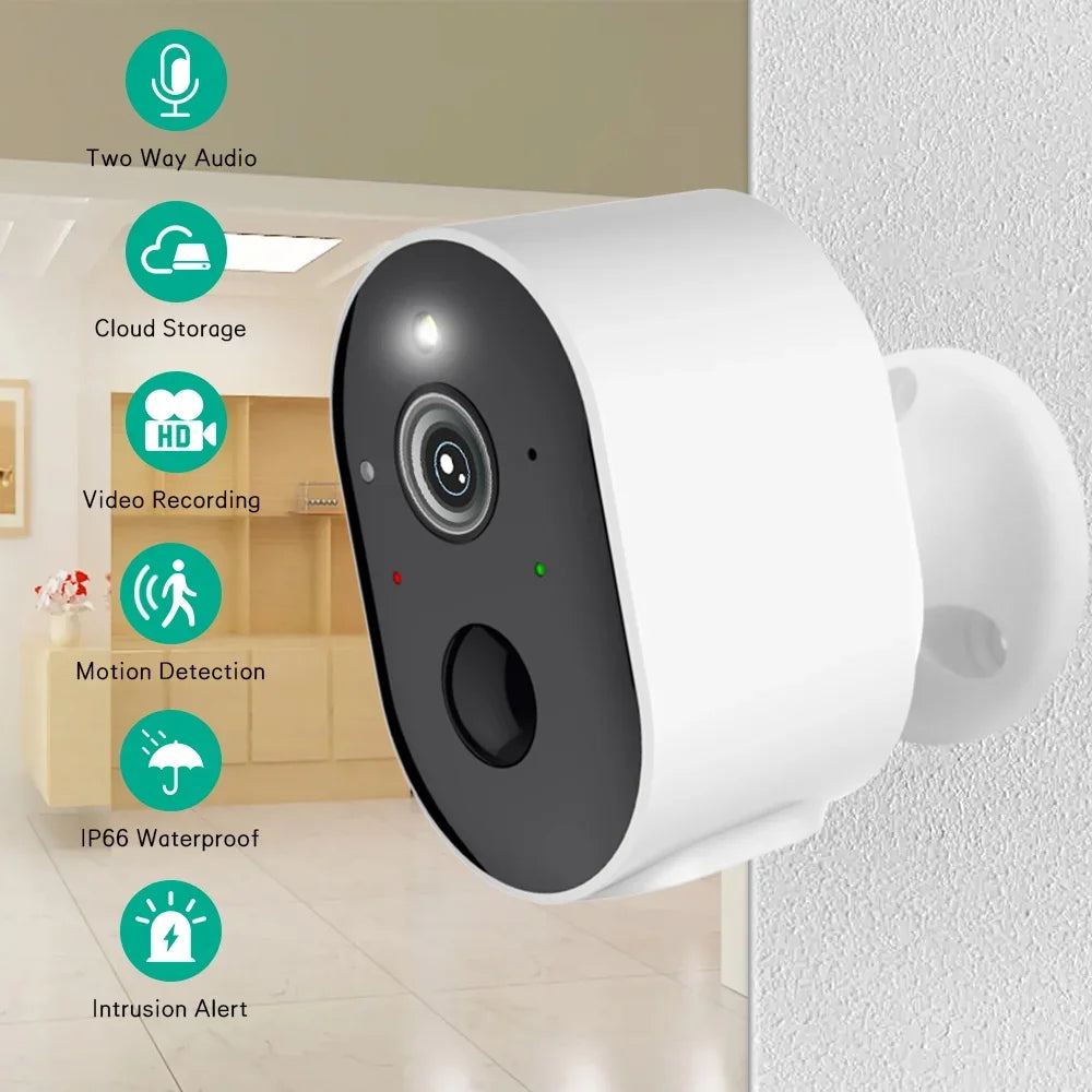 Camera 2K 3MP Low Power Night Vision Indoor Cctv Wifi Battery Camera with Rechargeable Battery Tuya Smart Wireless Surveillance