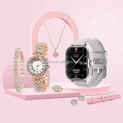 A58 PLUS 8 En 1 2 Sangle Anneau Boucle D'oreille Ecran Tactile Dames Montre Intelligente